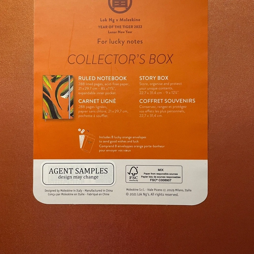 Moleskine Silk Year of Tiger Notebook, 8 lucky envelopes, Collectors Box. NWT - Picture 5 of 10